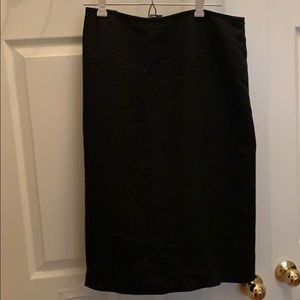 Black diagonal pinstripe skirt.